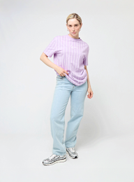 Karl Kani, Small Signature Essential Pinstripe Oversized Tee, purple, Image 4 of 4