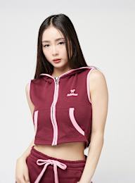 Felicious, Cropped Zip Hoodie Top, red, Image 1 of 4