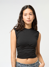 Urban Classics, Ladies Cropped Wrapped Top, black, Image 1 of 4