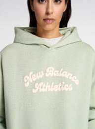 New Balance, Linear Heritage Fleece Long Hoodie, green, Image 3 of 5