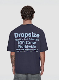 DropSize, Heavy Oversized World Wide T-Shirt, blue, Image 1 of 4