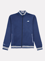 New Balance, Double Knit Full Zip Funnel Top, blue, Image 1 of 4