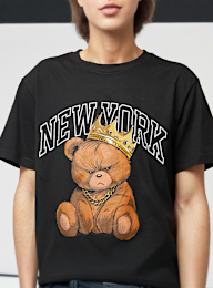 Mister Tee, NY Crowned Bear Tee, black, Image 3 of 4