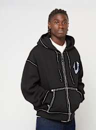 True Religion, HS PAINT CINCHED BIG T ZIP UP JET BLACK, black, Image 2 of 5