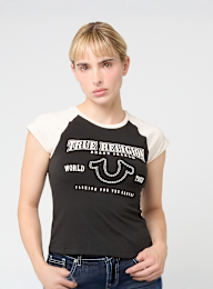 True Religion, Raglan Baby Tee, black, Image 1 of 4