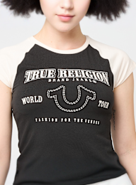 True Religion, Raglan Baby Tee, black, Image 3 of 4