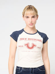 True Religion, Raglan Baby Tee, beige, Image 1 of 4