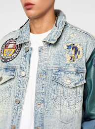 Smoke Rise, MAGNIFICENCE DENIM VARSITY JACKET MECHANICAL BLUE, blue, Image 3 of 8