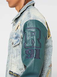 Smoke Rise, MAGNIFICENCE DENIM VARSITY JACKET MECHANICAL BLUE, blue, Image 4 of 8