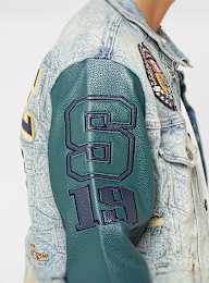 Smoke Rise, MAGNIFICENCE DENIM VARSITY JACKET MECHANICAL BLUE, blue, Image 5 of 8