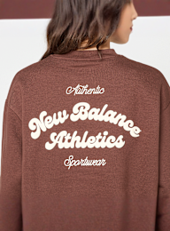 New Balance, Linear Heritage Fleece Crew, brown, Image 3 of 5