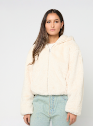 Urban Classics, Ladies Full Zip Faux Fur Hoodie, beige, Image 1 of 4