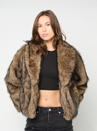 Urban Classics, Short Faux Fur Jacket, brown, Image 1 of 4