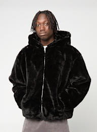 Urban Classics, Full Zip Faux Fur Hoodie, czarny, Obraz 1 z 4
