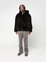 Urban Classics, Full Zip Faux Fur Hoodie, zwart, Afbeelding 4 van 4