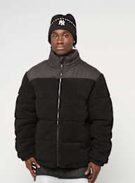 Urban Classics, Fabric Mix Teddy Puffer Jacket, czarny, Obraz 1 z 4