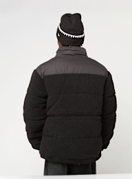 Urban Classics, Fabric Mix Teddy Puffer Jacket, zwart, Afbeelding 2 van 4