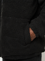 Urban Classics, Fabric Mix Teddy Puffer Jacket, czarny, Obraz 3 z 4