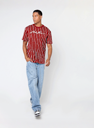Karl Kani, Autograph Pinstripe Jersey Boxy T-Shirt, rood, Afbeelding 4 van 4