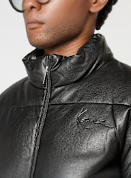 Karl Kani, Metal Signature Pu Leather Puffer Jacket, zwart, Afbeelding 3 van 5