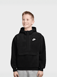 Nike, Sportswear Club Fleece Loose 1/4-Zip Hoodie, black, Image 1 of 3
