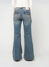 True Religion, Katrina High Rise Flare Flap Big T, blue, Image 2 of 5