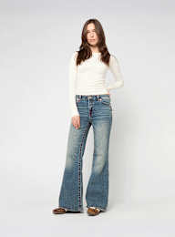 True Religion, Katrina High Rise Flare Flap Big T, blue, Image 5 of 5