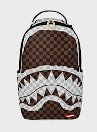 SPRAYGROUND, Cream and Brown Tear Check Backpack, brown, Image 1 of 7