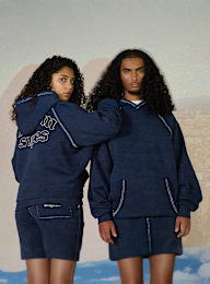 125mm x SNIPES, Small Logo Essential Oversized Hoodie, blauw, Afbeelding 1 van 7