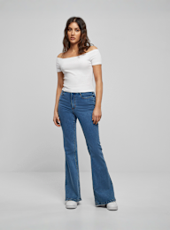 Urban Classics, Ladies Off Shoulder Rib Tee, biały, Obraz 3 z 3