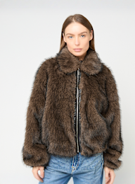 Karl Kani, Metal Signature Faux Fur Jacket, bruin, Afbeelding 1 van 4