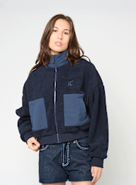 Karl Kani, OG Crop Teddy Bomber Jacket, blue, Image 1 of 5