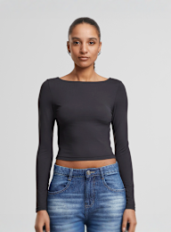 Urban Classics, Ladies Slim Fit Longsleeve, black, Image 2 of 4