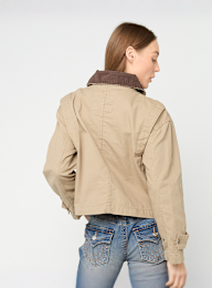 Urban Classics, Ladies Workwear Cropped Cotton Jacket, beige, Afbeelding 2 van 4