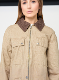 Urban Classics, Ladies Workwear Cropped Cotton Jacket, beż, Obraz 3 z 4