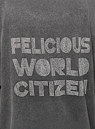 Felicious, Vinatge Oversize T-Shirt Rhinestones, grey, Image 4 of 5