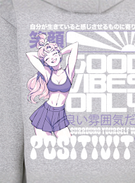 Mister Tee, Manga Girl Fluffy Hoody heathergrey, grey, Image 4 of 4