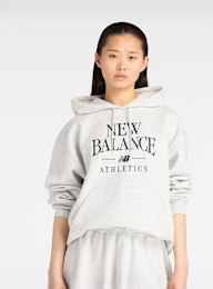 New Balance, Linear Heritage Fleece Hoodie, grey, Image 1 of 5