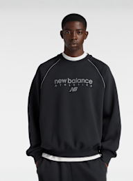 New Balance, Linear Graphic Fleece Crew, zwart, Afbeelding 1 van 4
