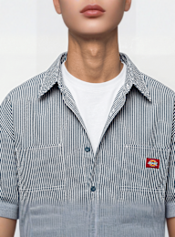 Dickies, Hickory Work Longsleeve Shirt, blue, Image 3 of 4