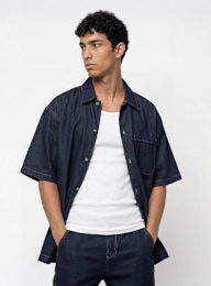 Dickies, Denim Shortsleeve Shirt, blue, Image 1 of 5