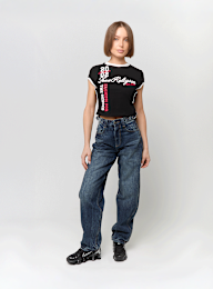 True Religion, Sporty Cap Sleeves Ringer Baby Tee, black, Image 4 of 4