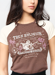 True Religion, Contrast Raglan Baby Tee, brown, Image 3 of 4