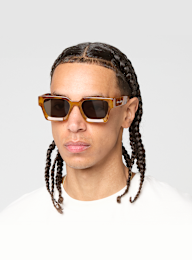 Karl Kani, Retro Chunky Rectangular Sunglasses, brown, Image 1 of 5