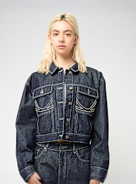 Karl Kani, Rinsed Cropped Denim Jacket, blue, Image 1 of 4