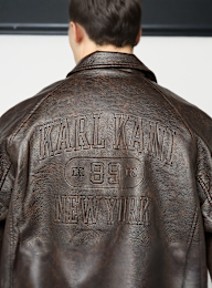 Karl Kani, Signature Pu Leather Bomber Jacket, brown, Image 5 of 6