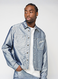 Karl Kani, Jeans Cropped Silver Denim Jacket, grey, Image 1 of 4