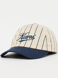 Karl Kani, Cursive Varsity Pinstripe Baseball Cap off white/dark blue, white, Image 1 of 4