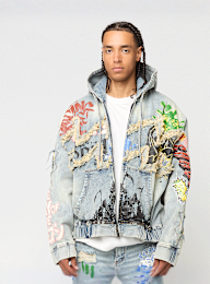 Smoke Rise, Graffiti Denim Jacket, blue, Image 1 of 5