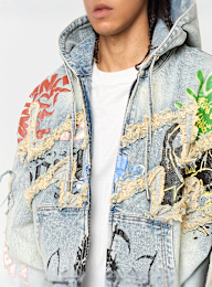 Smoke Rise, Graffiti Denim Jacket, blue, Image 3 of 5